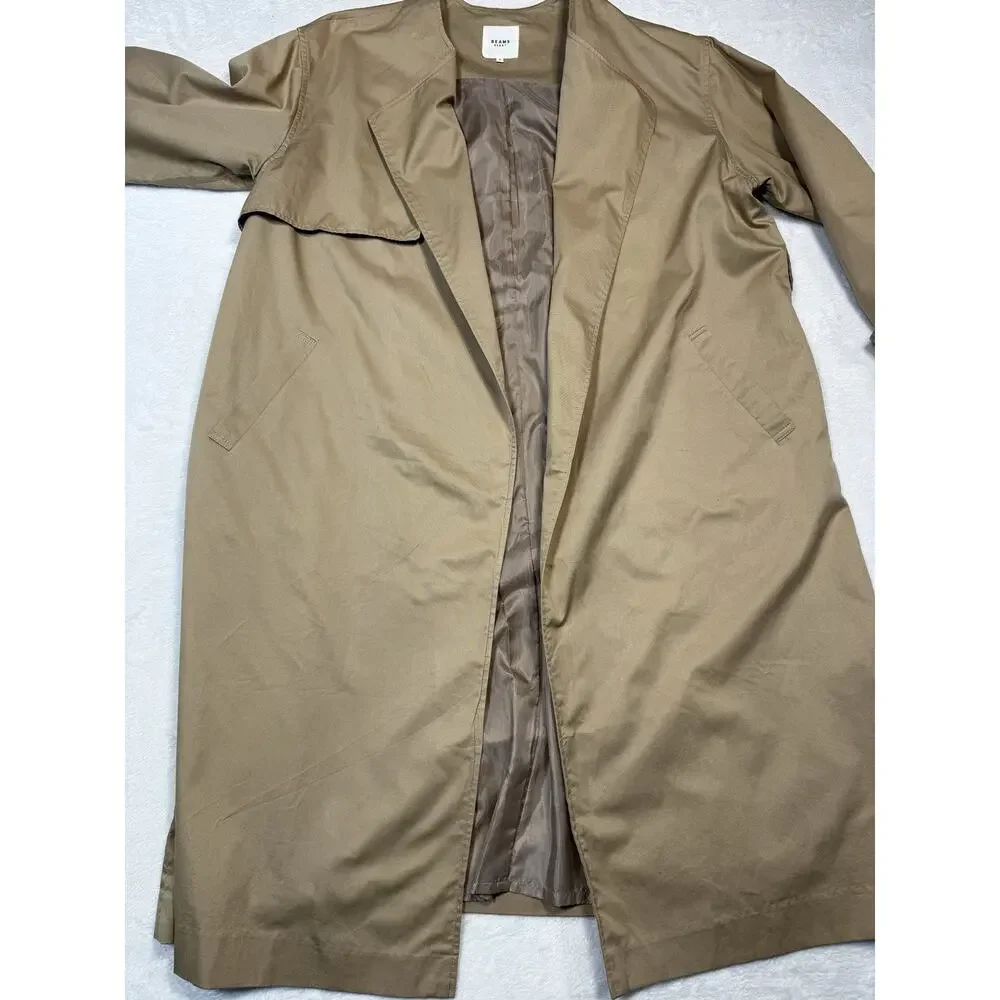 Beams Heart Buttonless Open Flowing Trench Coat In Wheat Fall Staple Size Small